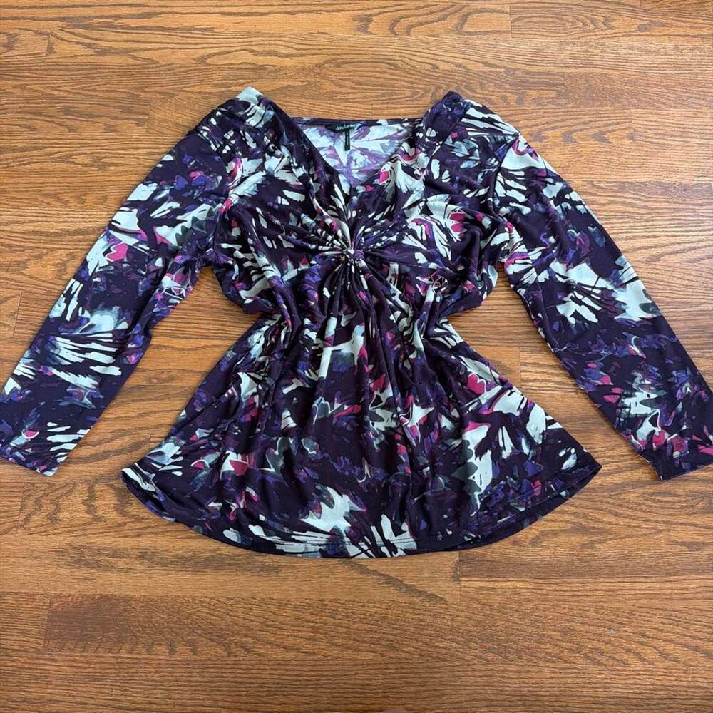 vintage y2k daisy fuentes abstract floral print long sleeve top